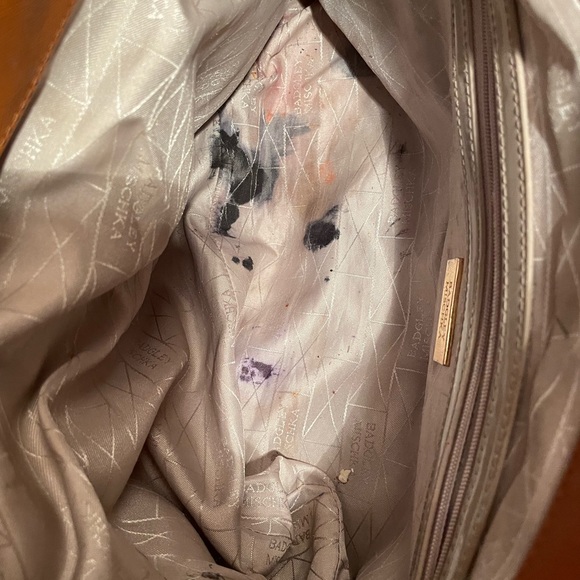 Badgley Mishka Two-Tone Leather Satchel Handbag - Picture 8 of 12